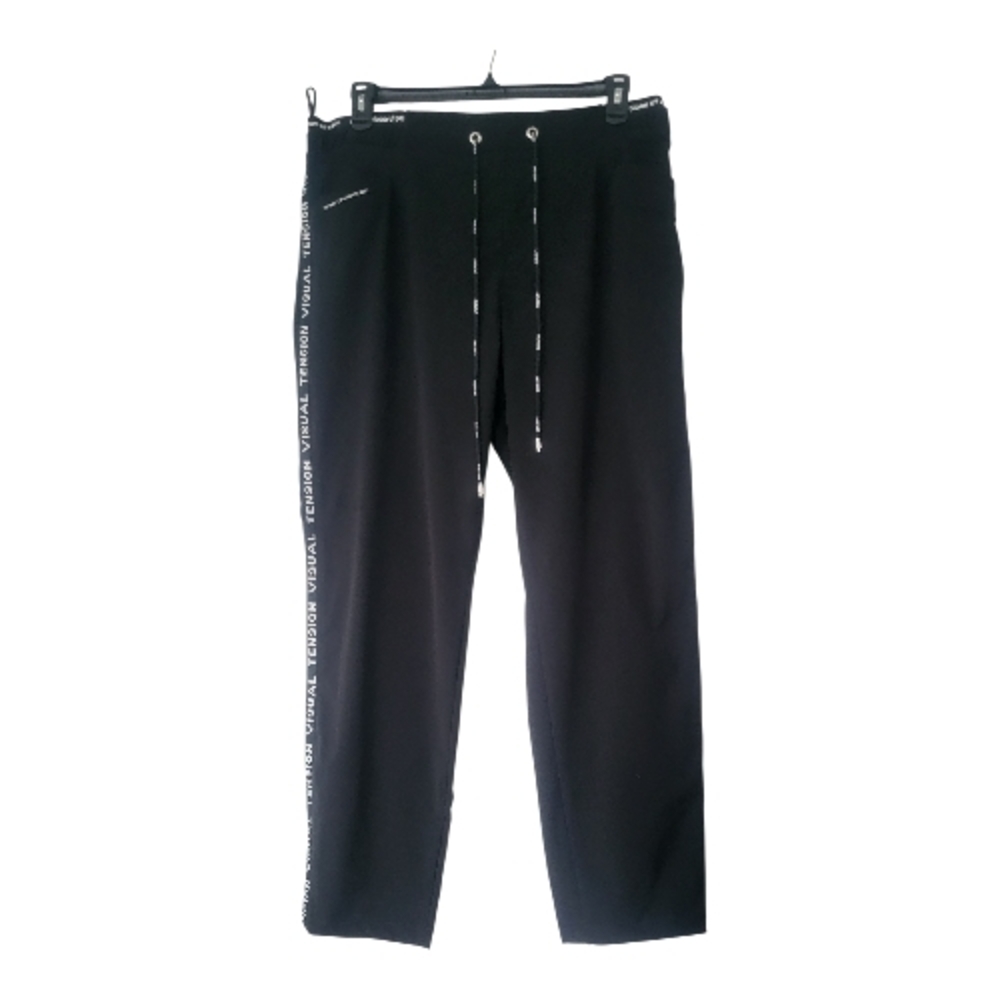 Women's Y2K Black Drawstring Side Letter Print Large  Size Jogger Sweatpant New